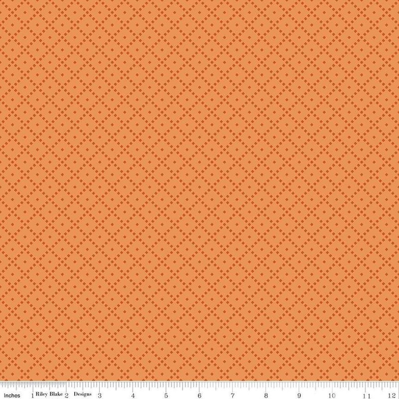 The Awe of Autumn Grid C16197 Creamsicle - Riley Blake Designs - Tonal Grid Lines Squares Geometric - Quilting Cotton Fabric