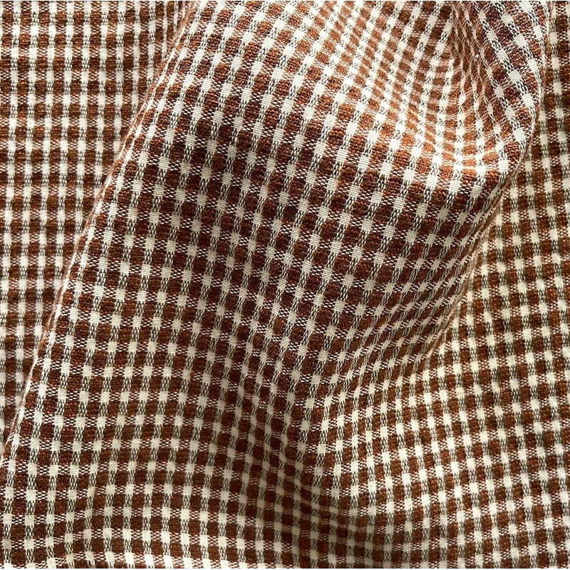 Albini Chunky Pumpkin Checked Crinkled Cotton Suiting (Made in Italy)