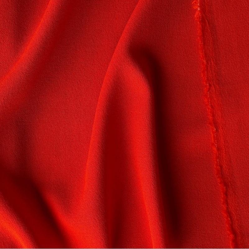 High-End Gorgeous Saturated Vermilion Wool Crepe (Made in Italy)