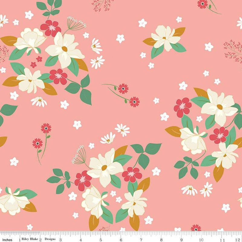 SALE Sweet Acres Main C13210 Apricot Blush - Riley Blake Designs - Floral Flowers - Quilting Cotton Fabric