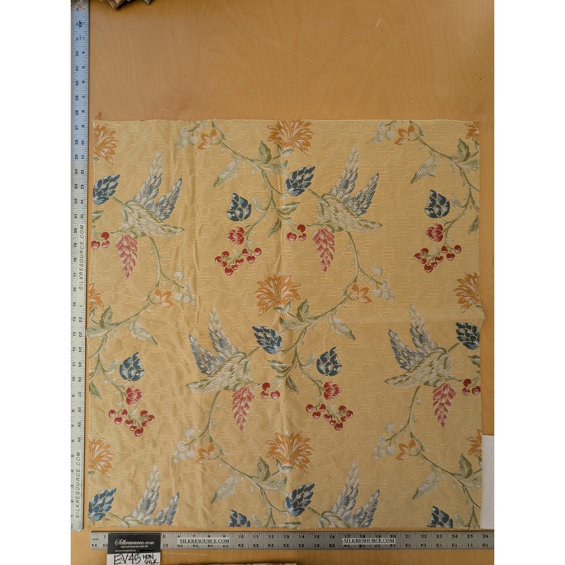 79 EV45 Square Scalamandre Colony Fabrics Artemisia Light Yellow Fruits Floral Botanical Foliage Viscose Cotton MSRP USD300+/y