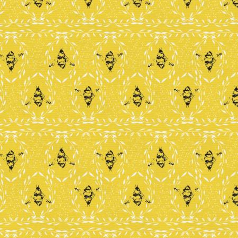Bee Leafy Bee Yellow Sweet Sour Food Drink Elena Fay Paintbrush Studio Cotton Fabric