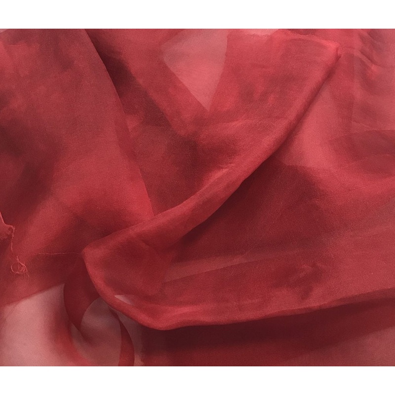 Deep Scarlet Red - Hand Dyed Silk Organza