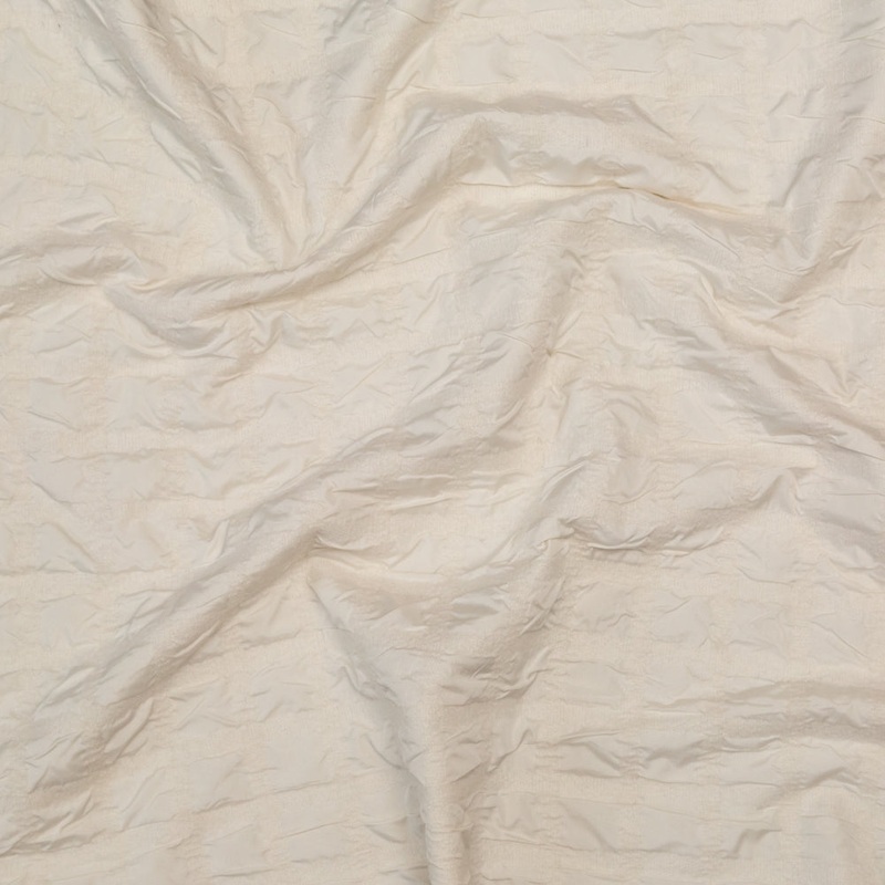 Ivory Bonded Taffeta and Wool Knit featuring Puckered Squares