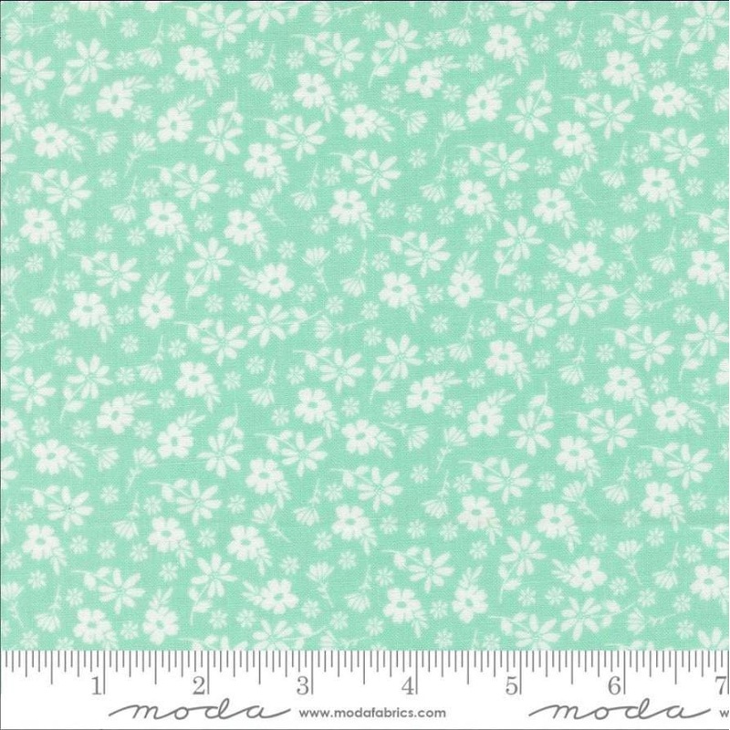 SALE Delightfully Yours Blossoms 37701 Aqua - Moda Fabrics - Floral Flowers Nature Outdoors - Quilting Cotton Fabric