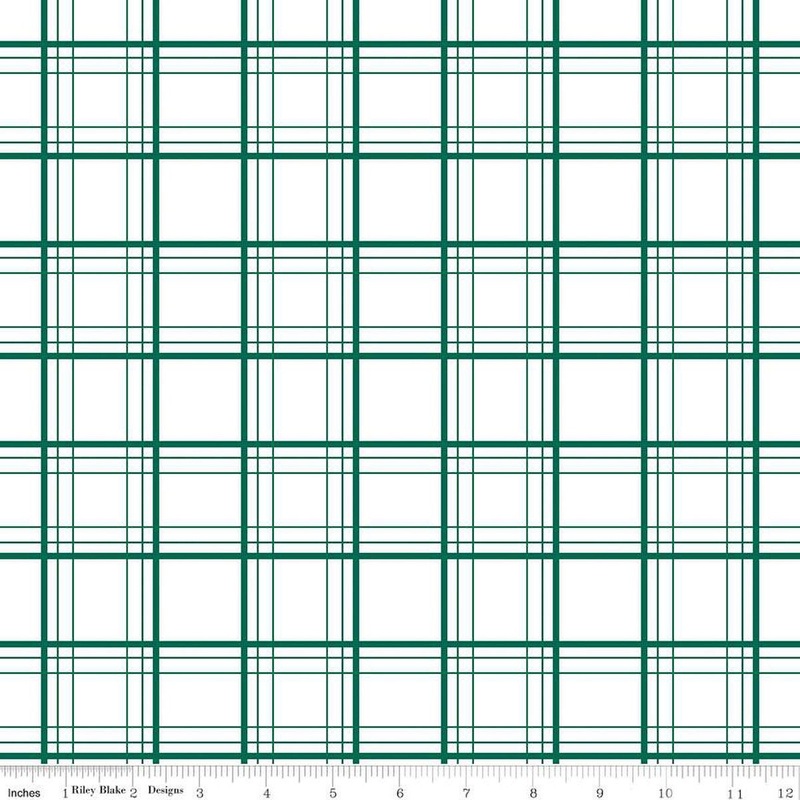 SALE Ski Hill Ski Tracks C14775 White - Riley Blake Designs - Plaid Pattern Winter Snow - Quilting Cotton Fabric