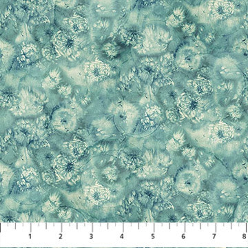 Whisper Seed Pod Mini Medium Teal Cotton 43"/44" Fabric Per Yard