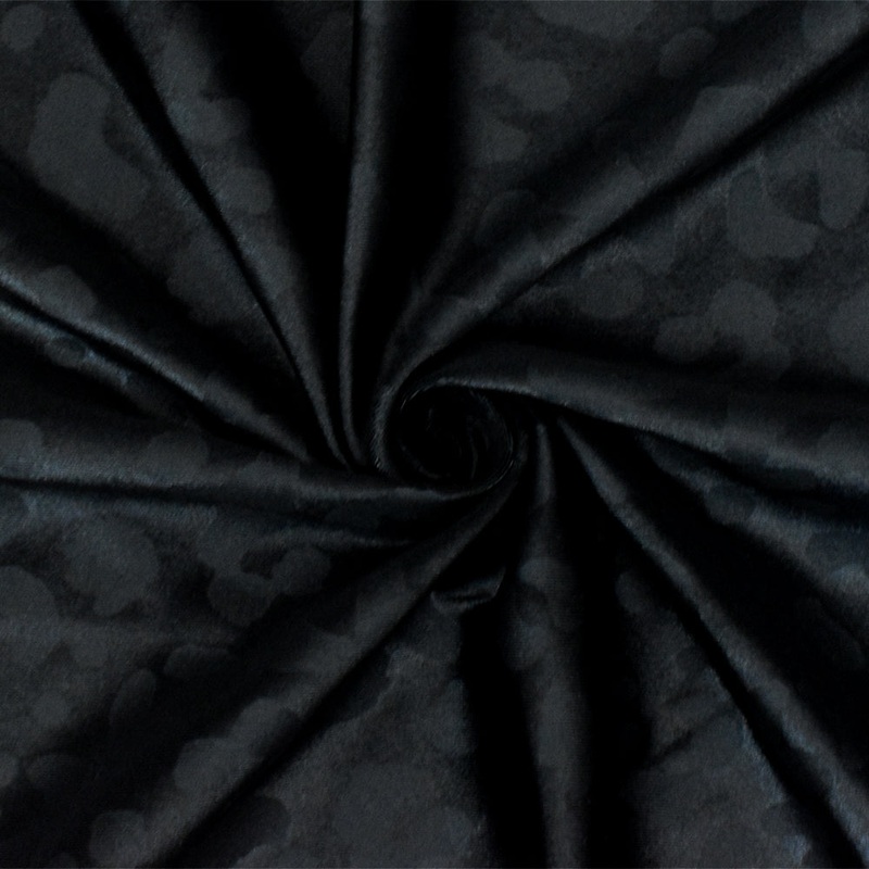 1 3/8 YD PC-Black Famous Maker Leopard Nylon Print Stretch Tricot Swimwear Knit Fabric