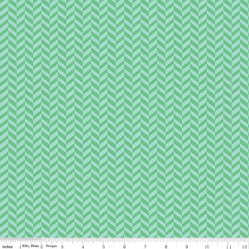 13" End of Bolt - CLEARANCE Effervescence Herringbone C13730 Spearmint by Riley Blake - Quilting Cotton