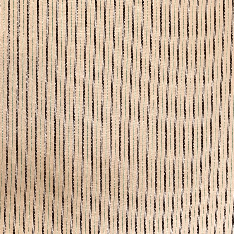 2 1/2 YD PC-Beige-Black-Green Chain Stripe Charmeuse Silk Designer Remnant Fabric