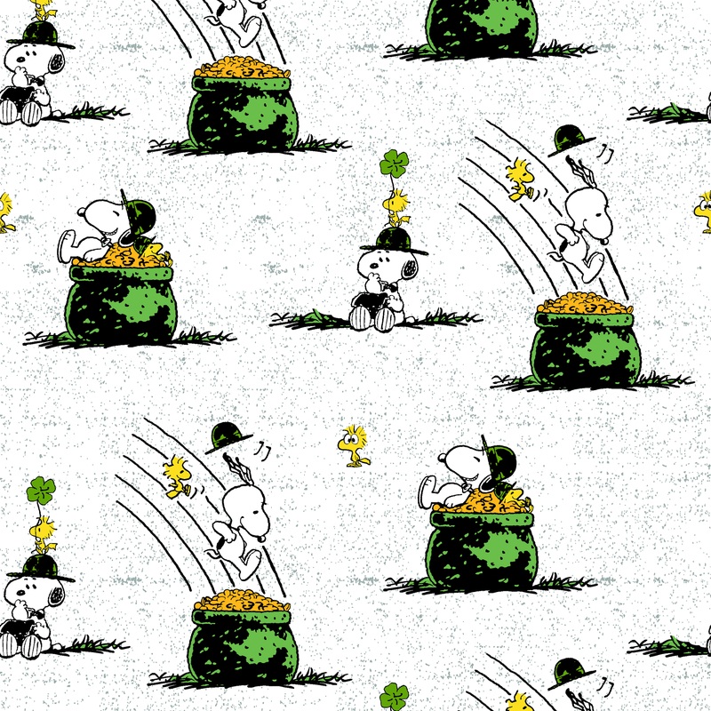 Peanuts Snoopy St. Patrick's Day Pot of Gold Fabric