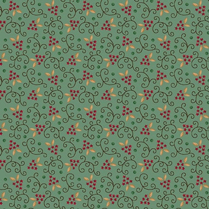 Quiet Grace Strawberries Turquoise Green Kim Diehl Henry Glass Cotton Fabric