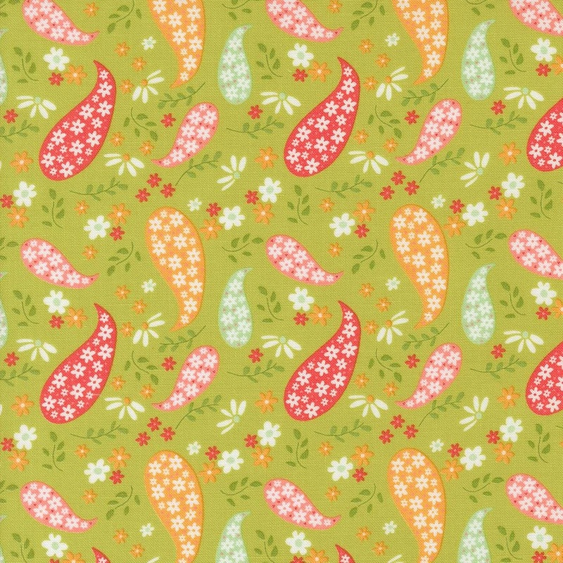 Raspberry Summer Paisley Lime Yardage 37691-17 By Sherri and Chelsi for Moda Fabrics Sold by 1/2 Yard Increments