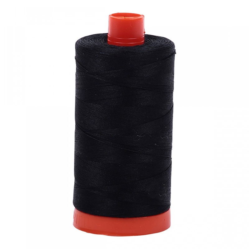 Aurifil Black 2692 50wt 1422yds, 100% Long Staple Mercerized Egyptian Cotton.