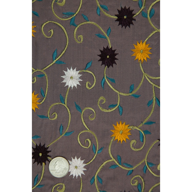 Embroidered Dupioni Silk MED-102/4 Fabric