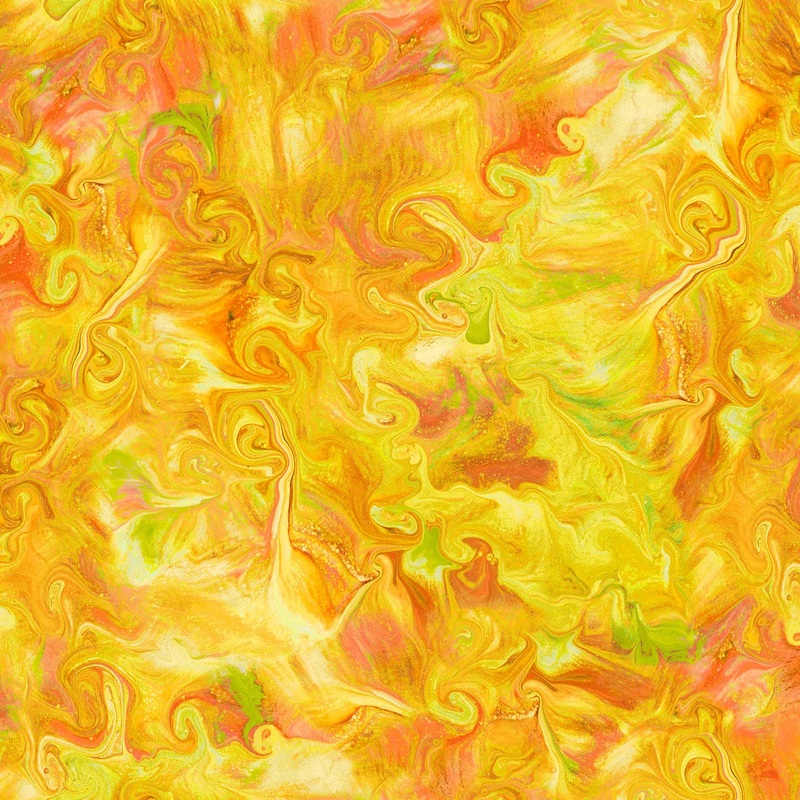SALE Mixology Blend 30775 Dandelion S - - QT Fabrics - Acrylic Painting Abstract Swirl - Quilting Cotton Fabric