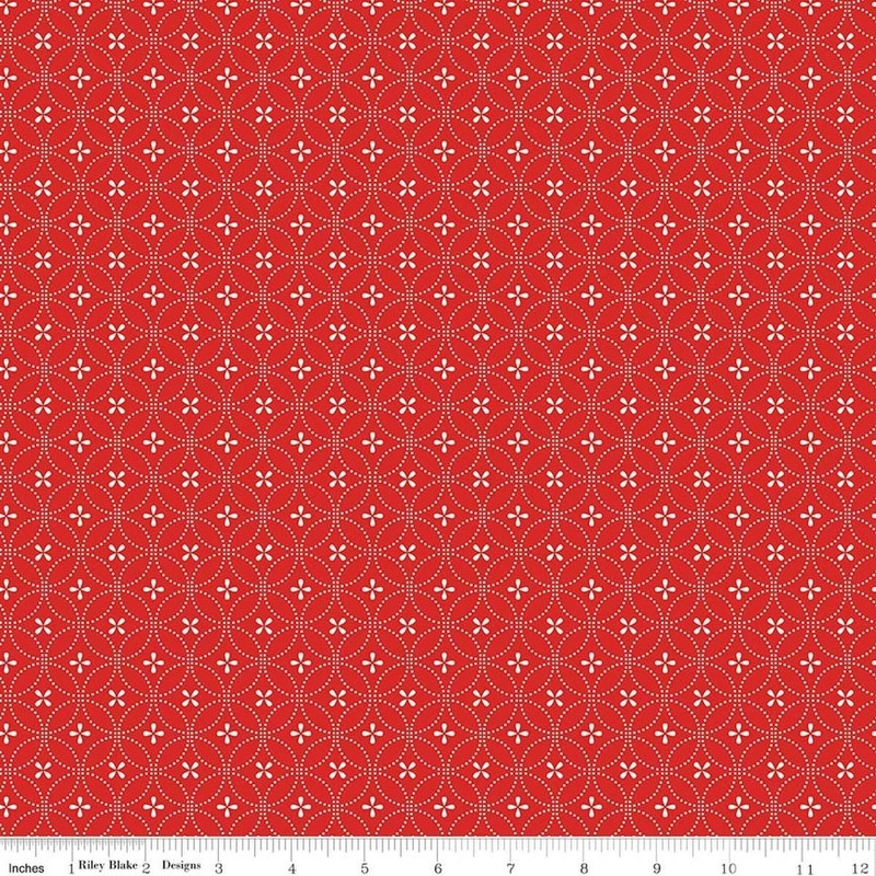 SALE Summer's in Town Circle Dots Red Geometric Fabric - C17534 - Riley Blake Quilting Cotton Fabric