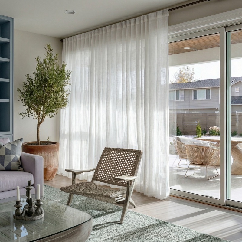 Sheer Linen Sliding Door Curtains - Custom Headings - Extra-Wide Curtains