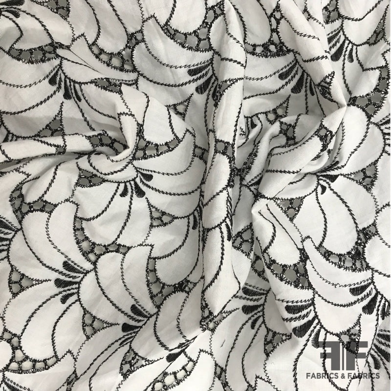 Abstract Cotton Eyelet - Black & White