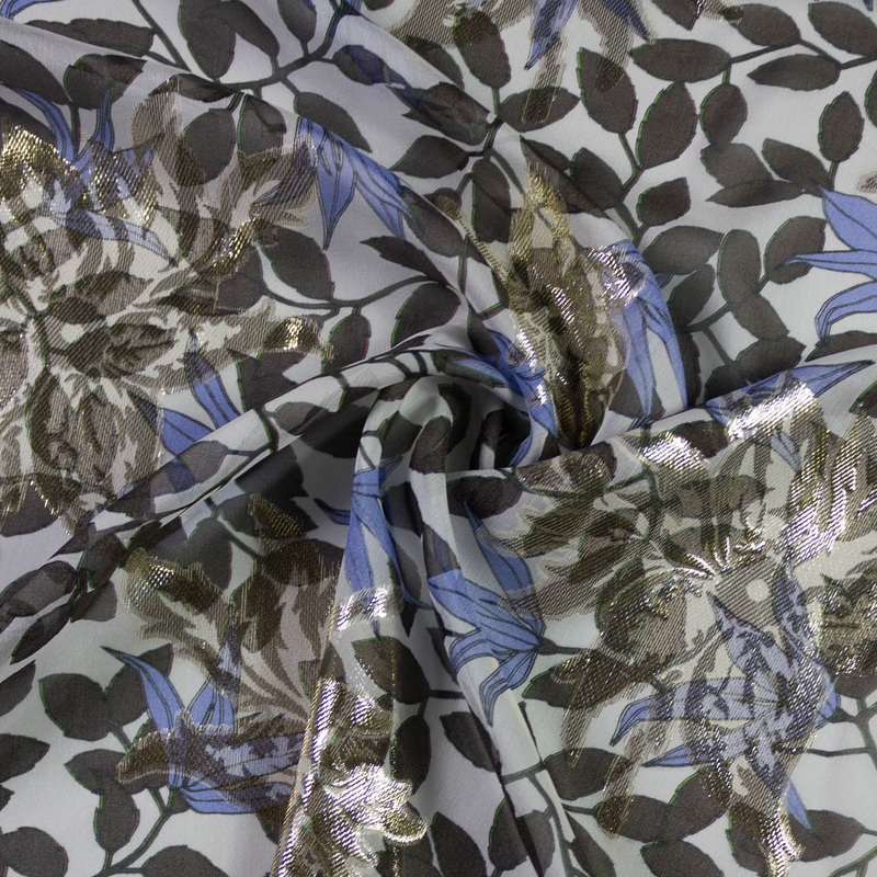 Carter Floral Silk Chiffon Fabric showroom sample