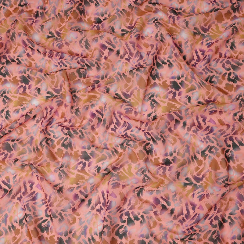 Peach Multicolor Abstract Printed Cotton Voile Fabric Soft Lightweight Breathable Dressmaking Craft Fabric 150 Cms Width Indian Origin-D28621