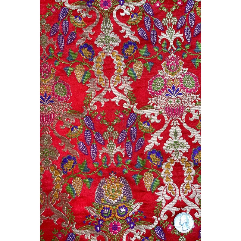 Red Silk Brocade JV-1618 Fabric