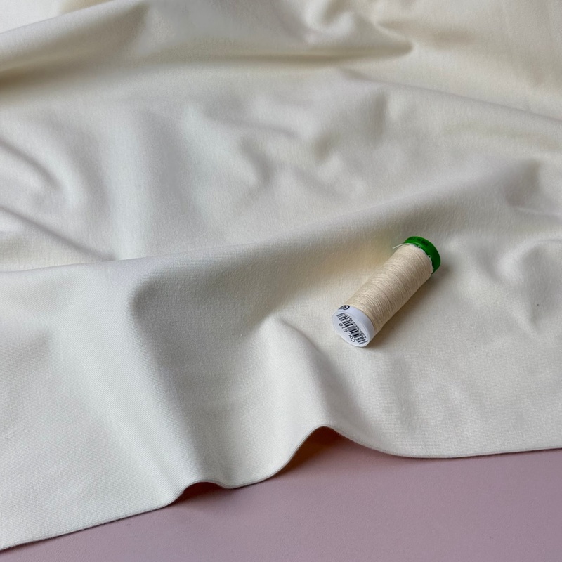REMNANT 1.04 Metres - Essential Chic Clotted Cream Plain Cotton Jersey Fabric