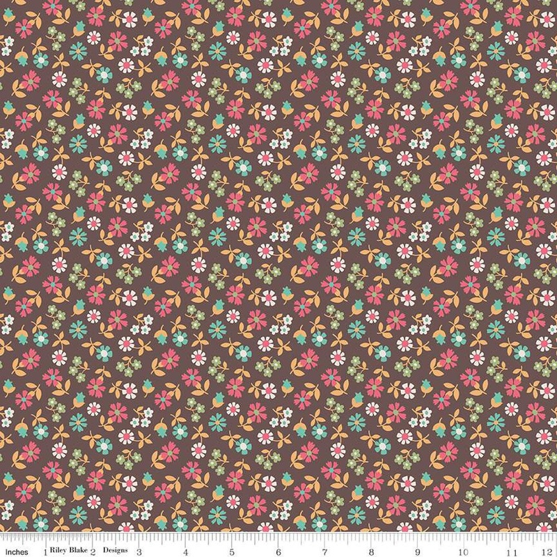 SALE Mercantile Remembrance C14394 Espresso - Riley Blake Designs - Lori Holt - Floral Flowers - Quilting Cotton Fabric
