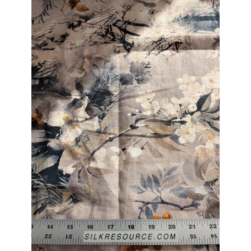 1.2y x 53"w Scalamandre Lelievre Jean Paul Gaultier Paris Vagabond Terre Linen Botanical Foliage Scenic Print Red Berry Black MSRP USD 500+/Y 18-Ev49