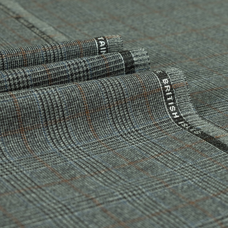 Heritage Twist - Small Glen Check 100% Merino Wool Mid Weight Suiting Grey