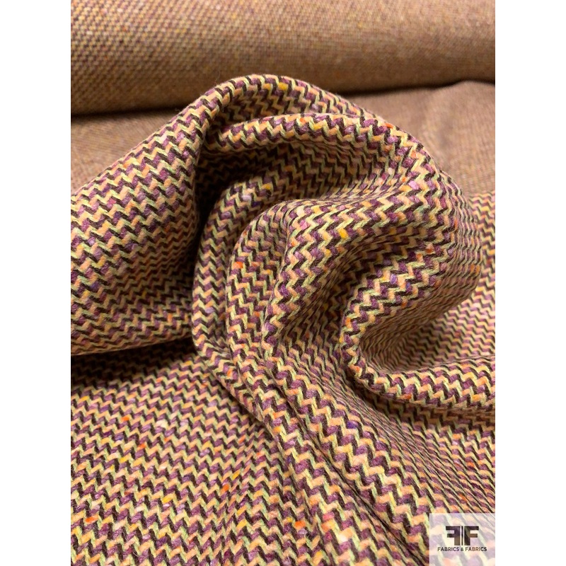 Italian Wool Blend Jacket Weight - Orchid Purple / Lime / Orange