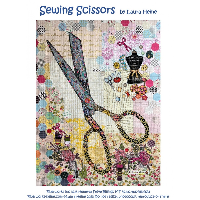 Sewing Scissors Collage Pattern by Laura Heine