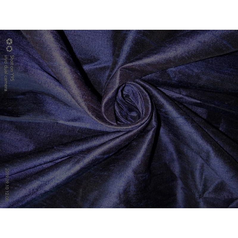 100% pure silk dupioni fabric DARK NAVY 54" wide with slubs.