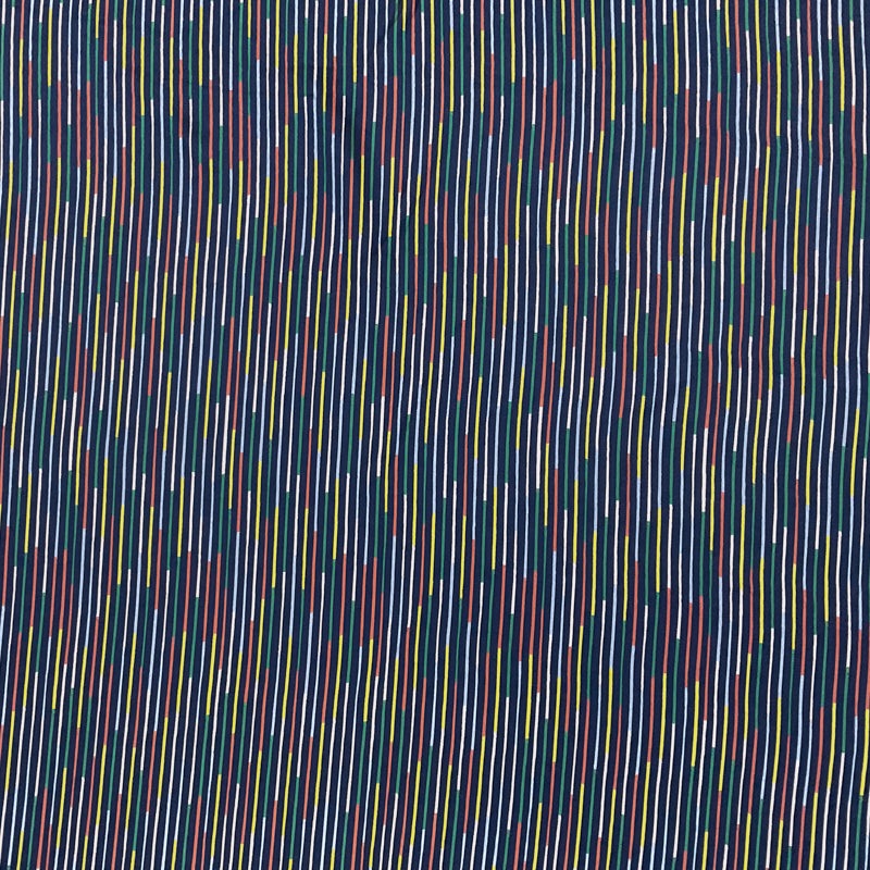 2 3/4 YD PC-Blue-Yellow-Orange-Green Variegated Stripe Silk Chiffon Designer Remnant Fabric