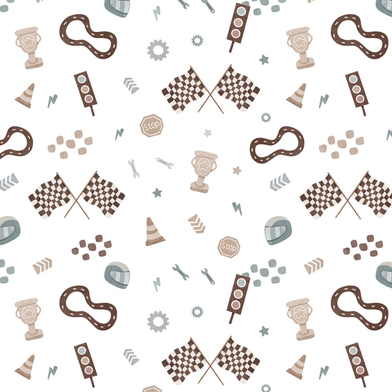 Racing Bears Collection-Grand Prize-Quilting Cotton- White -21251403-01 White