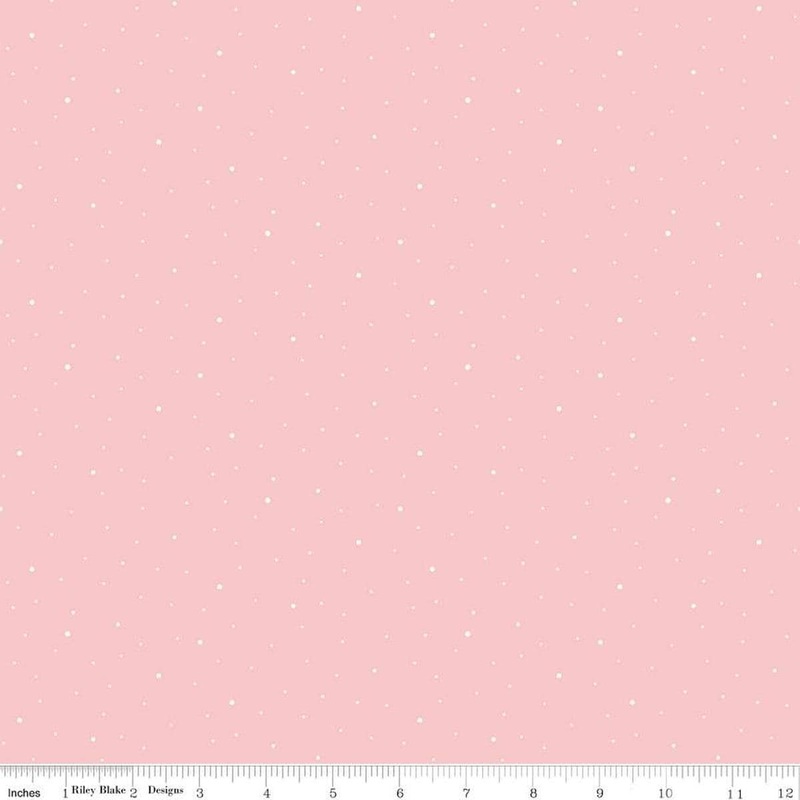 2yd 23" End of Bolt - Dapple Dot White on Frosting Pink 108" WIDEBACK WB640 - Riley Blake Quilting Cotton Fabric