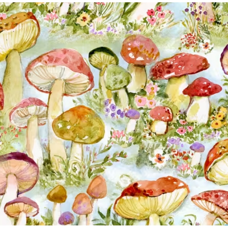 44"- "Mushroom Field" - 100% Cotton