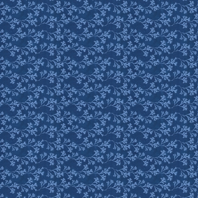 Beach Reads Collection-Botanical Waves-Quilting Cotton-Navy -98250305-01 Navy