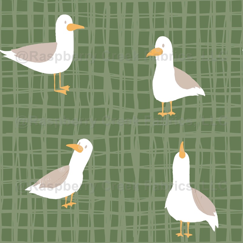 Seagulls Gingham in green | Coastal Crew