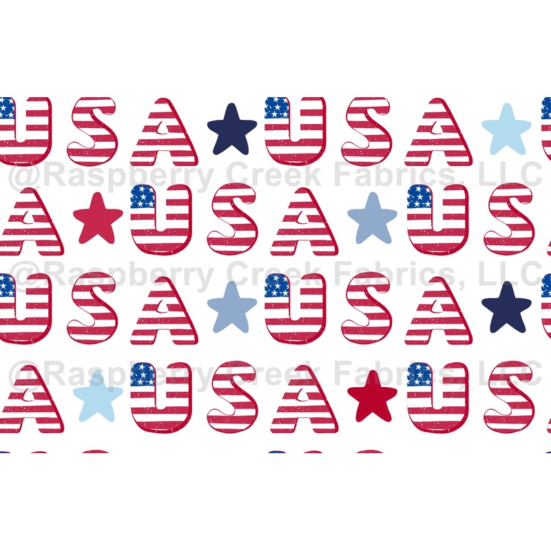 Red Navy Blue Light Blue and Royal Blue USA Print Fabric, Red White and Blue by Nice to Michiyo Desig