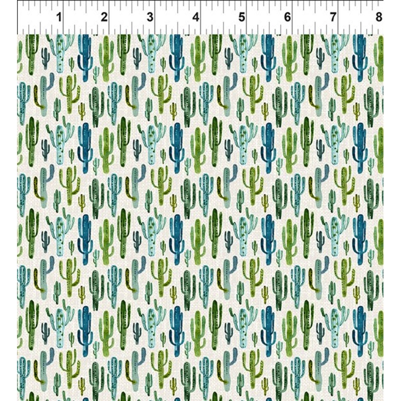 Southwest Minis Modern CactusMulti Jason Yenter In The Beginning Cotton Fabric ITB-17SWM-1