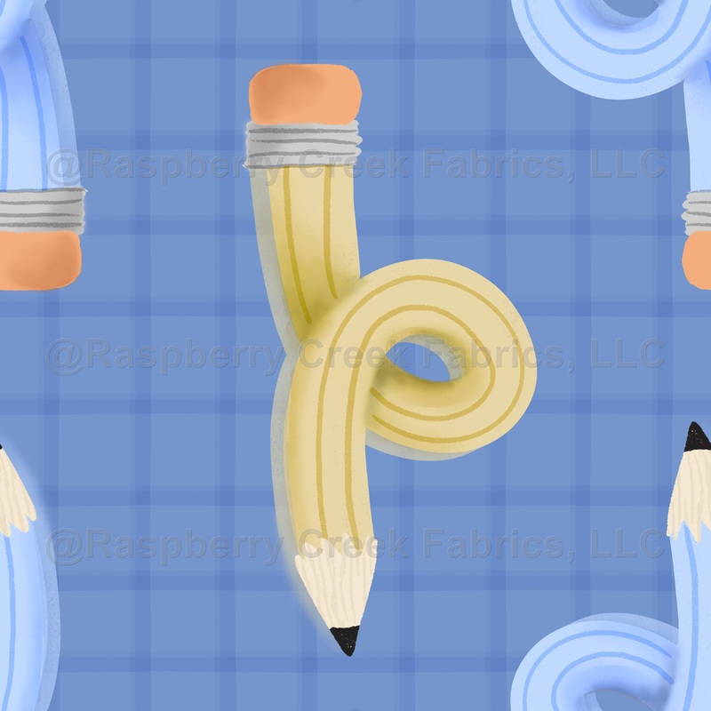 Pencils, whimsical, blue, plaid, yellow, light blue, fall, teachers, school, back to school, boys, girls