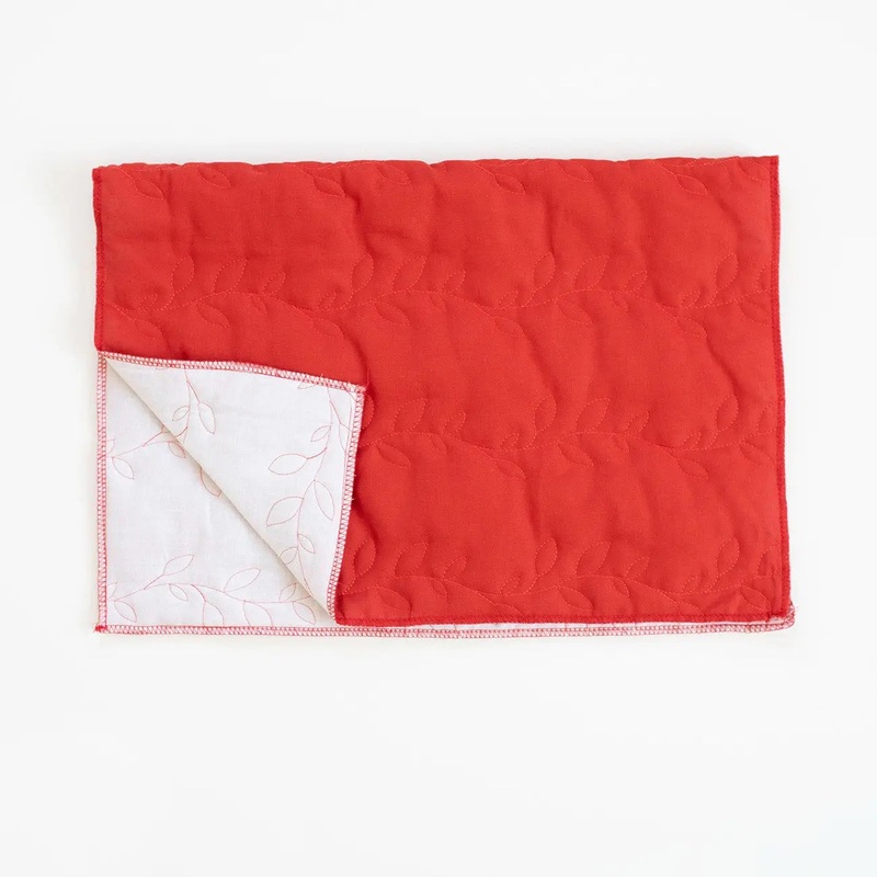 Quilted Pillow Cover Blank Rust Linen