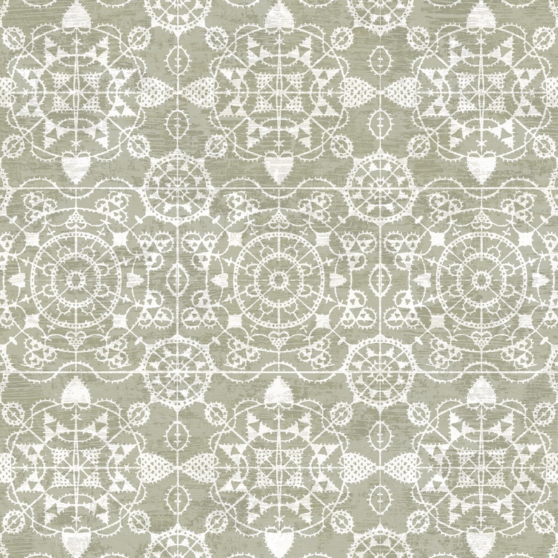 Suzanne Nicoll Sage Green Lace Medallion Fabric