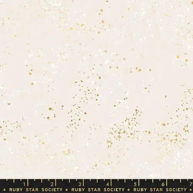 White Gold Speckled Metallic Cotton Wideback Fabric per yard