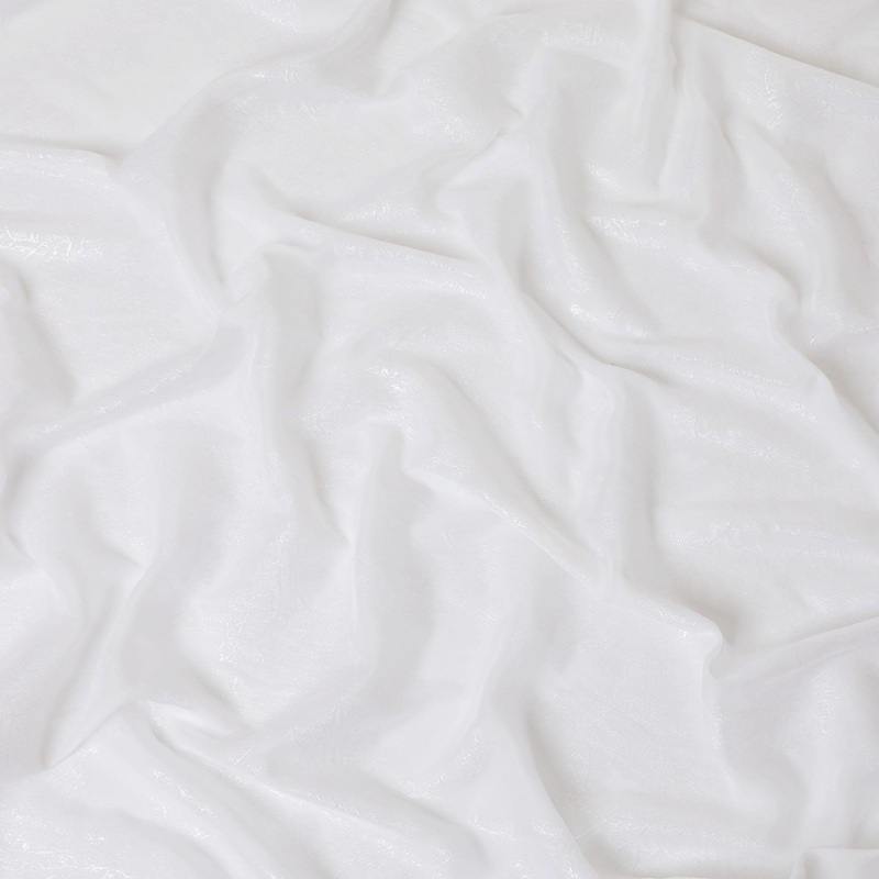 White premium pure silk chiffon fabric with same tone metallic lurex in floral design-D10162