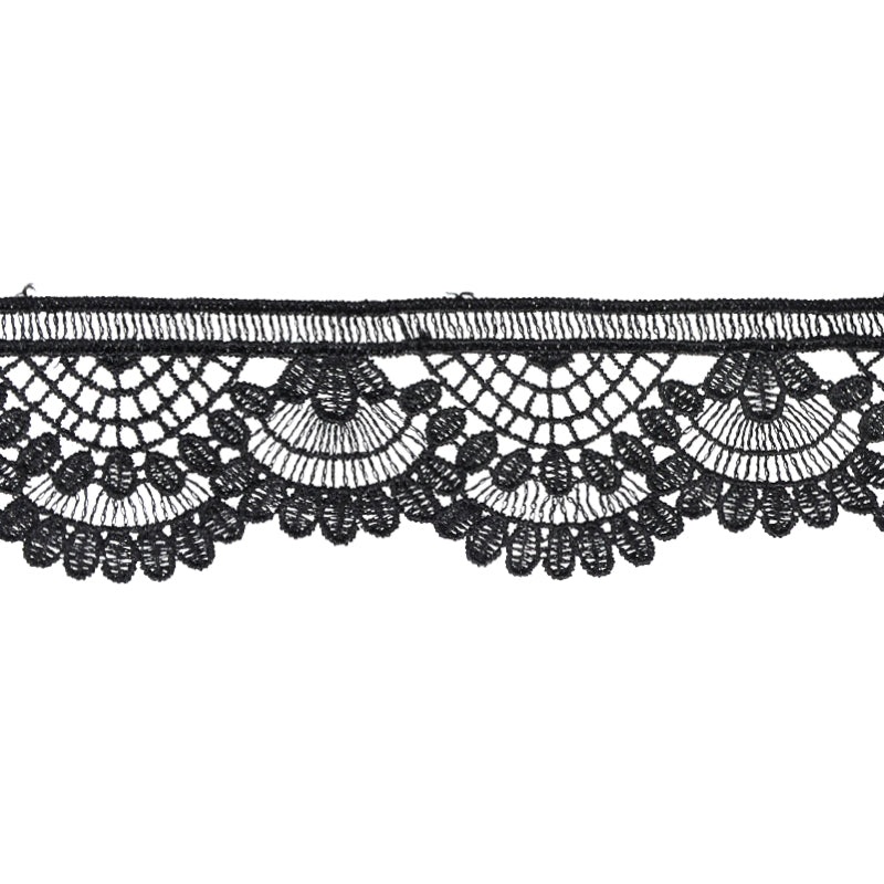 Scalloped Venise Lace Trim, 1 1/2-inch X 5 Yards Floral Fan Crochet Lace for Bridal, Sewing & Home Dcor Black