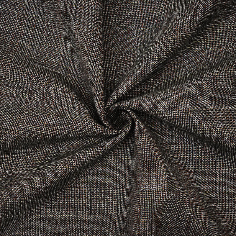 Gray-Red-Multi Wool-Poly Check Texture Suiting Woven Fabric