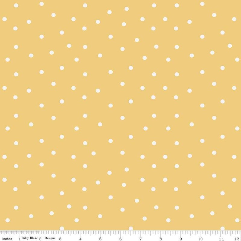Sunflower Whispers Dots C16673 Yellow - Riley Blake Designs - Spots Lines Scattered - Quilting Cotton Fabric