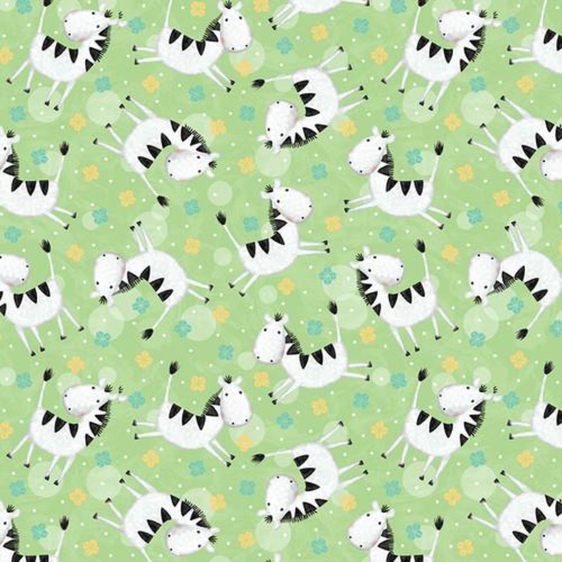 Sweet Safari - Tossed Zebras - Green